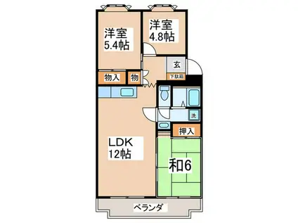 ハイツ崇善(3LDK/2階)の間取り写真