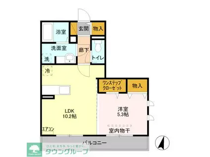 グリーンコーポ前川町(1LDK/2階)の間取り写真