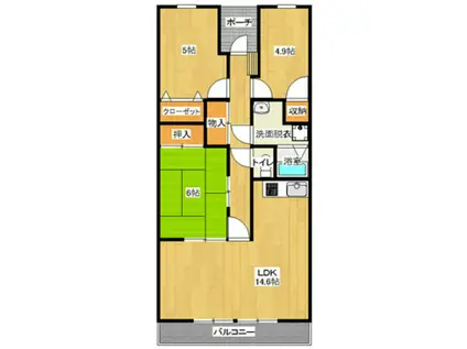 スカイコートあけぼの(3LDK/2階)の間取り写真