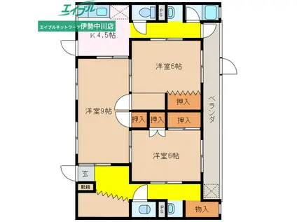 白山ハイツ(3DK/1階)の間取り写真