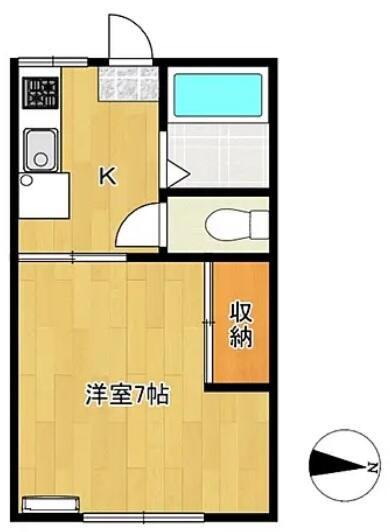 グレースハイム伊勢原(1K/2階)の間取り写真