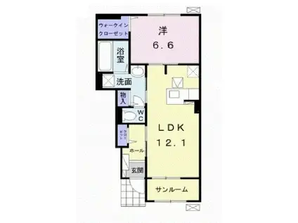 ハイネB(1LDK/1階)の間取り写真