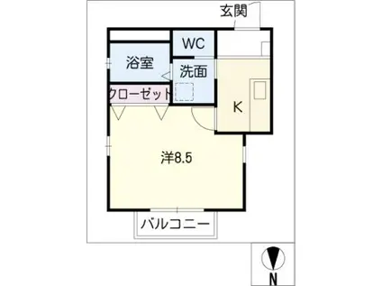 ラ・メゾン福原(1K/1階)の間取り写真