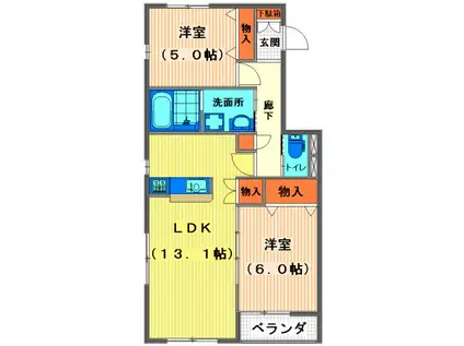 メゾン・アネシス(2LDK/3階)の間取り写真