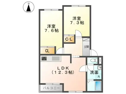 ベルエアーⅡ(2LDK/2階)の間取り写真