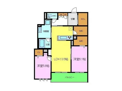 ARIETTA 東三国ヶ丘(2LDK/2階)の間取り写真