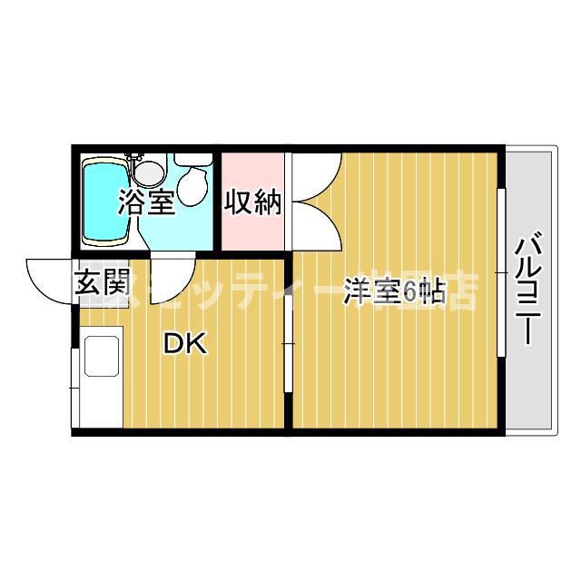 西住之江ハイツ(1DK/3階)の間取り写真
