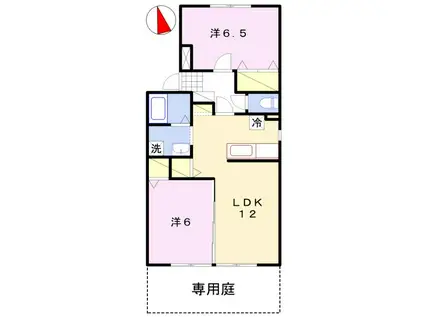 ルミエール飾磨(2LDK/1階)の間取り写真