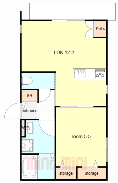 ガーデンビュー西宮北口(1LDK/1階)の間取り写真