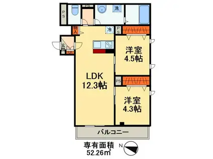 L A PARTMENT千葉(2LDK/4階)の間取り写真
