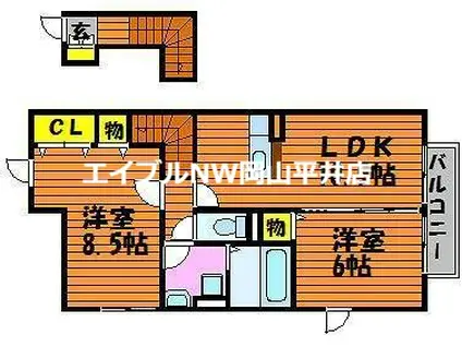 ベルパージュ A棟(2LDK/2階)の間取り写真