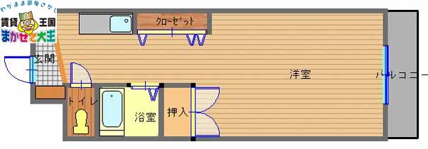 プレジール若竹(ワンルーム/2階)の間取り写真