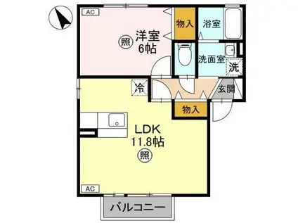 グリーンハイツJ(1LDK/2階)の間取り写真