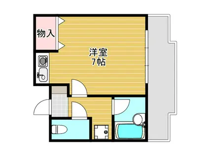 西田ハイツパートII(ワンルーム/2階)の間取り写真