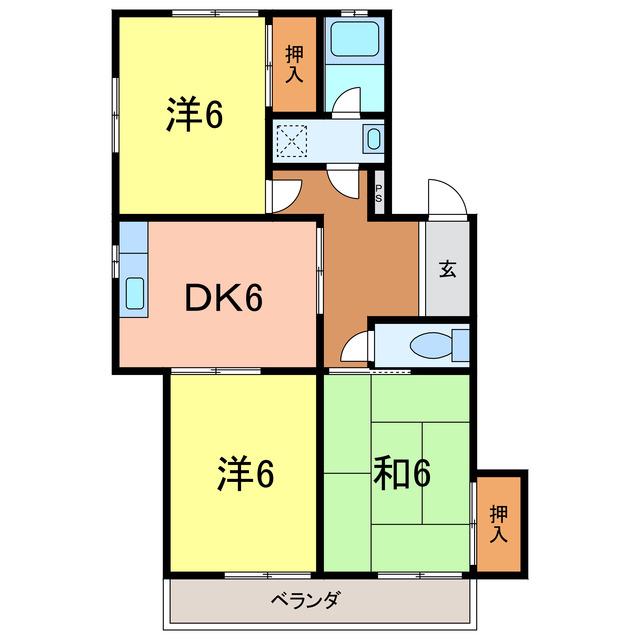 サンライト東刈谷(3DK/3階)の間取り写真