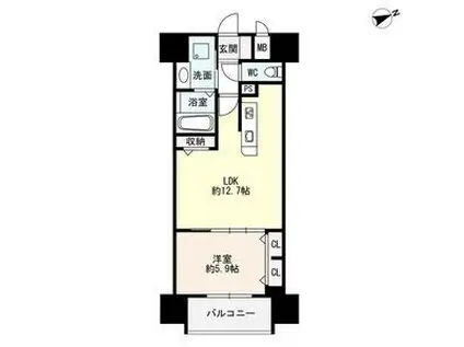 ザ・シンフォニア新栄(1LDK/2階)の間取り写真