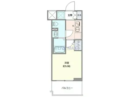 ジェノヴィア天王台(1K/2階)の間取り写真