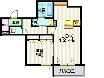 中央8丁目メゾン(1LDK/3階)の間取り写真