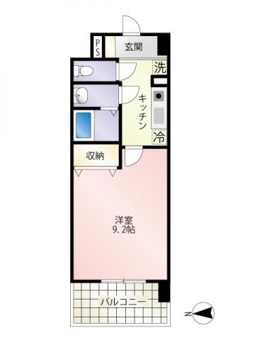 第23友建ビル(1K/8階)の間取り写真