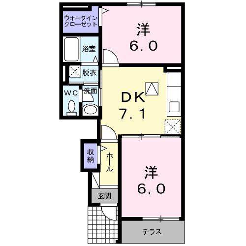 セトル与田(2DK/1階)の間取り写真