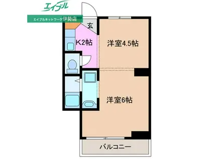 ヴィラナリー小俣 2号棟(2K/3階)の間取り写真