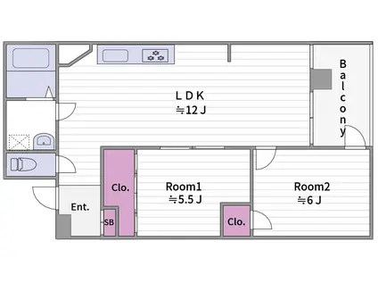 松栄市岡ハイツ(2LDK/4階)の間取り写真
