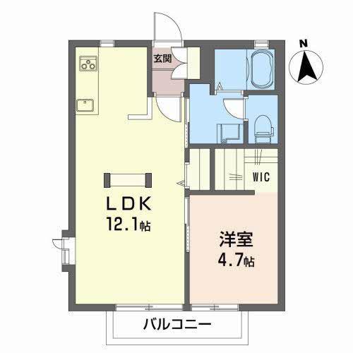ヴァン・ヴェールA(1LDK/2階)の間取り写真