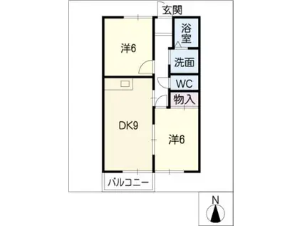 フォンティーヌA棟(2DK/2階)の間取り写真