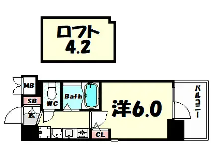 エステムコート三宮駅前ラ・ドゥー(1K/7階)の間取り写真