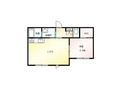 パルデロート・G棟(1LDK/2階)の間取り写真