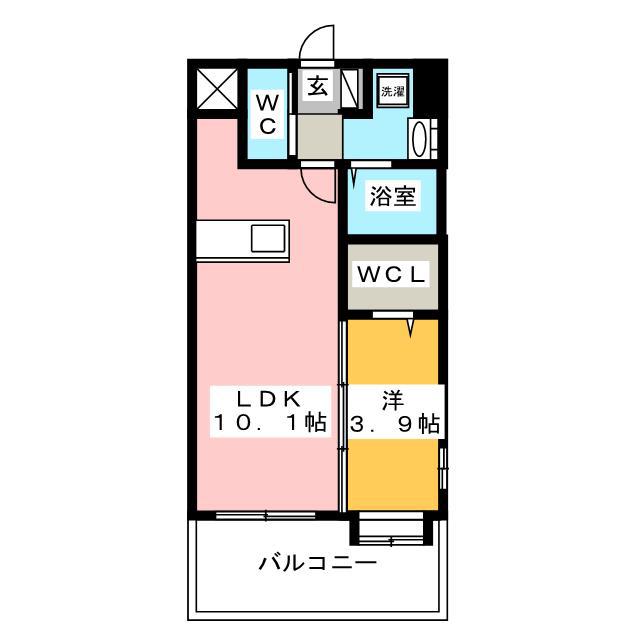 ラフィーネ井尻(1LDK/5階)の間取り写真