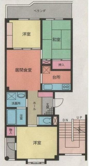 寺山ハイツ(3LDK/2階)の間取り写真