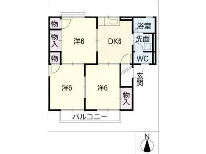 セジュール 花田(3DK/2階)の間取り写真