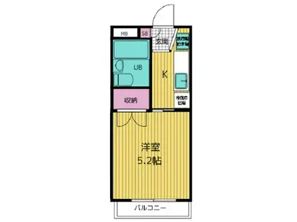 カーサ島田(1K/2階)の間取り写真