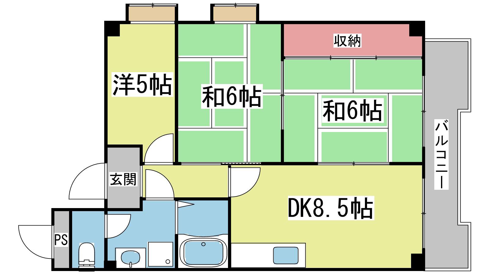 モンテメール六甲(3DK/5階)の間取り写真