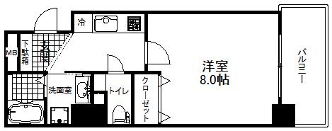 ララプレイス三宮ルミナージュ(1K/12階)の間取り写真