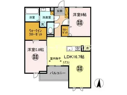 パレス大東(2LDK/2階)の間取り写真