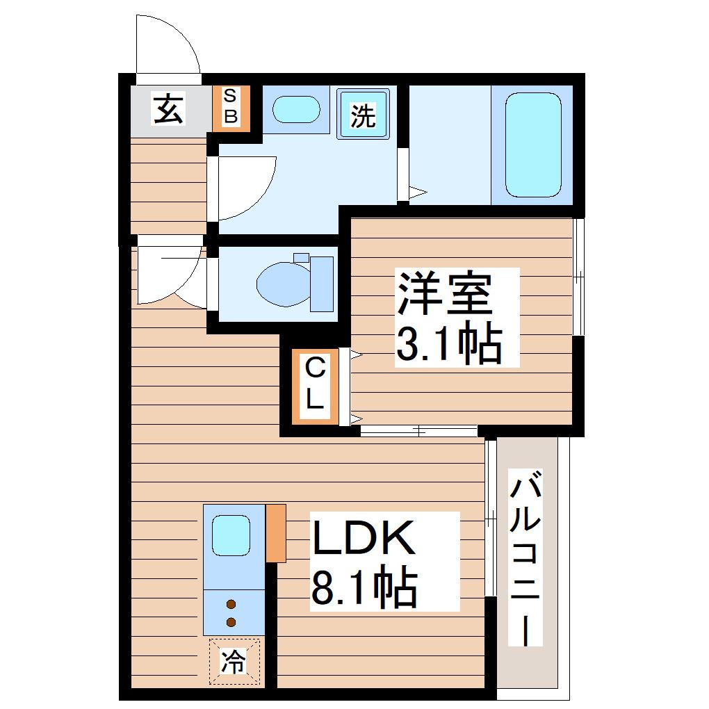 LIRIOI(1LDK/2階)の間取り写真