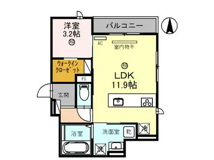 D-ROOM西汀丁(1LDK/2階)の間取り写真