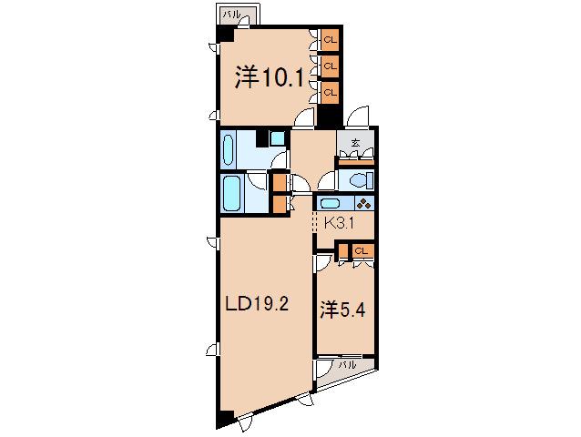 パシフィックレジデンス目黒本町(2LDK/2階)の間取り写真