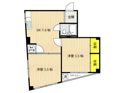 HKビル(2DK/2階)の間取り写真