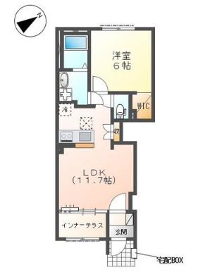 ラクードシャA(1LDK/1階)の間取り写真