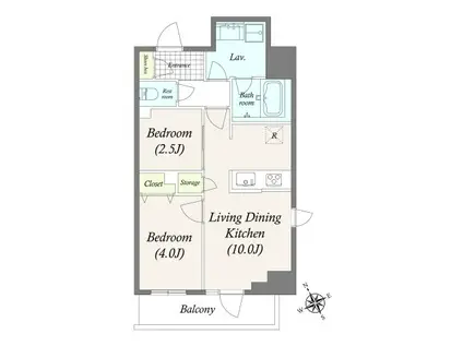 GRAN PASEO浅草橋II(2LDK/6階)の間取り写真