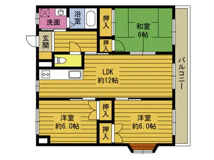 ルーエハイムBLD(3LDK/3階)の間取り写真