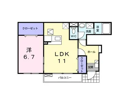 ソレイユ・メゾンWAKA(1LDK/1階)の間取り写真