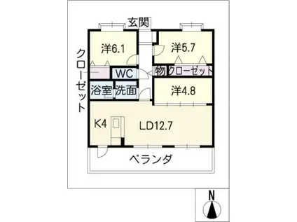 グリーンアップルII(3LDK/3階)の間取り写真