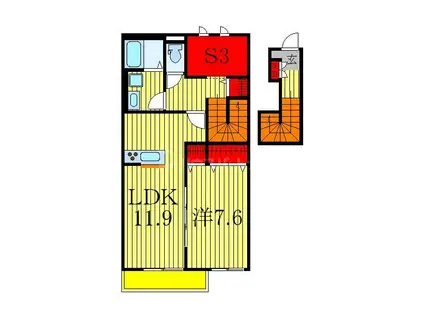 クレール流山おおたかの森(1SLDK/2階)の間取り写真