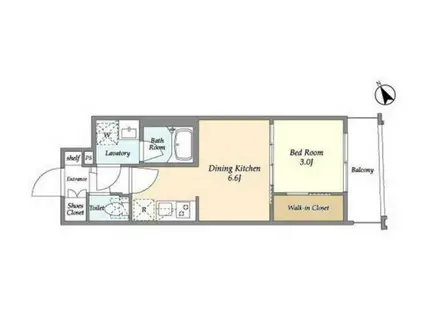 アジュールテラス門前仲町(1DK/5階)の間取り写真