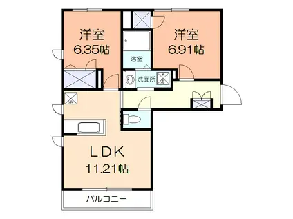 ALFLAT A(2LDK/2階)の間取り写真