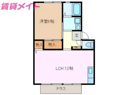 コリーナエスペランサB棟(1LDK/2階)の間取り写真